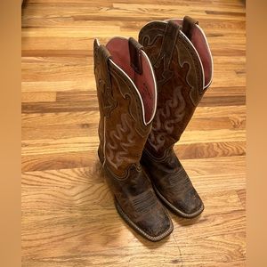 Ariat Women’s Boots Crossfire Caliente Size 9B Brown/Pink Leather Square Toe